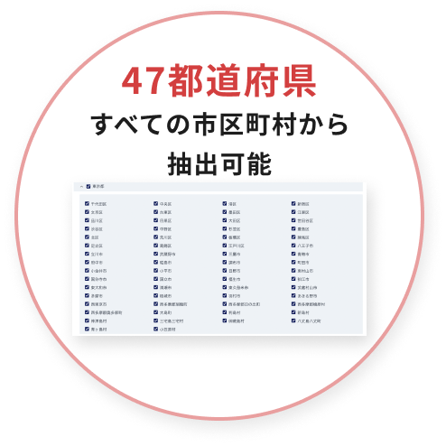 47都道府県すべての市区町村から抽出可能